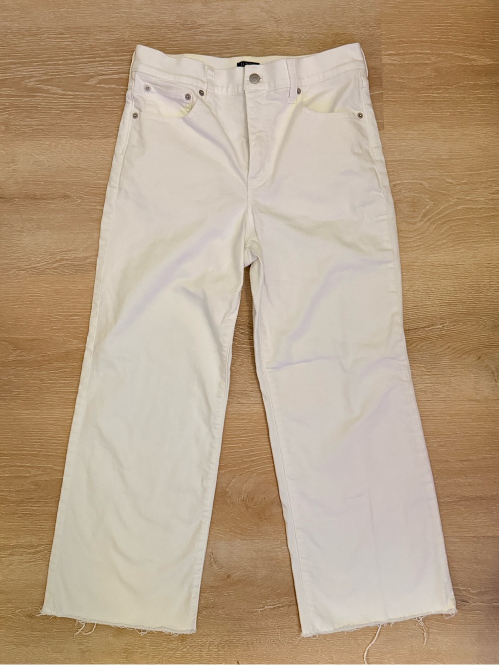 J. Crew Factory White Wide-Leg Crop Jeans in all day stretch - Picture 3 of 7